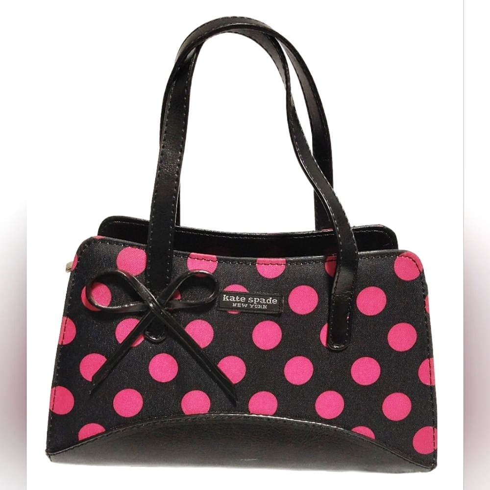 KATE SPADE PINK POLKA DOT WITH SIGNATURE BOW SMALL HAND BAG